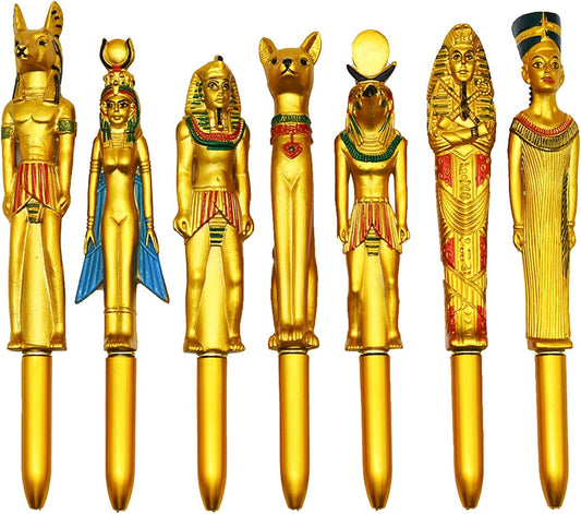 5PCS Egyptian Pharaohpe Retractable Ballpoint Pen 0.5mm Blue Ink