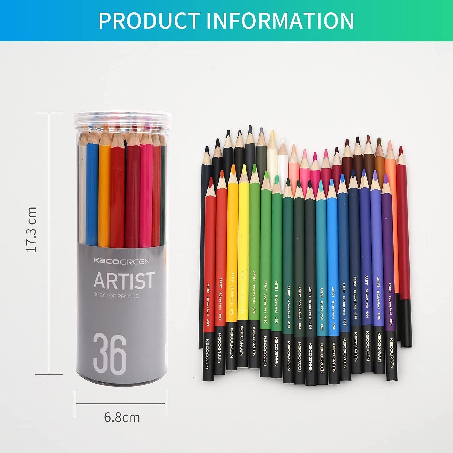Kaco 36 Colored Soft Core Art Drawing Pencils for Sketching