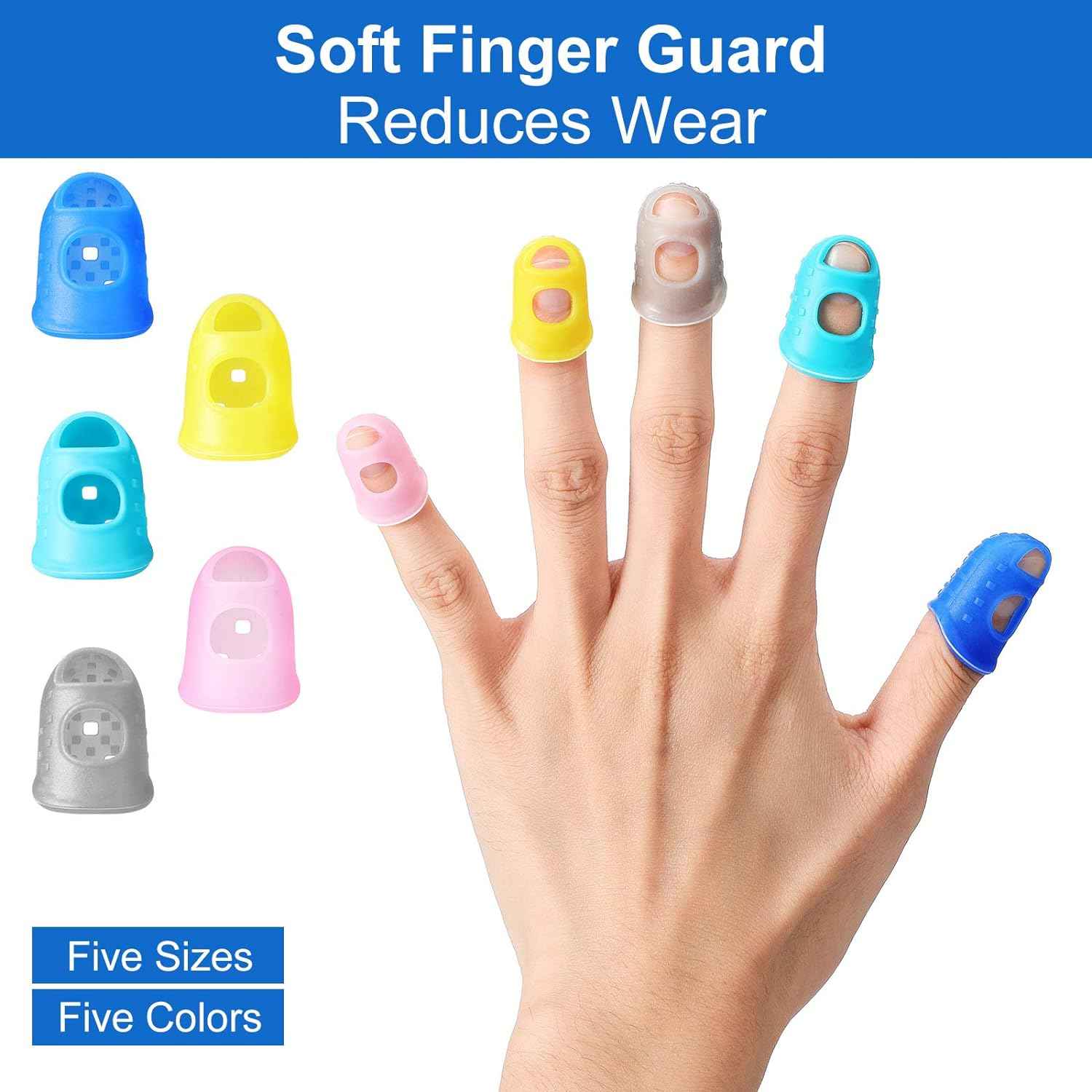 20PCS Rubber Finger Tips Guard Assorted Colors Finger Protector Covers - TTpen