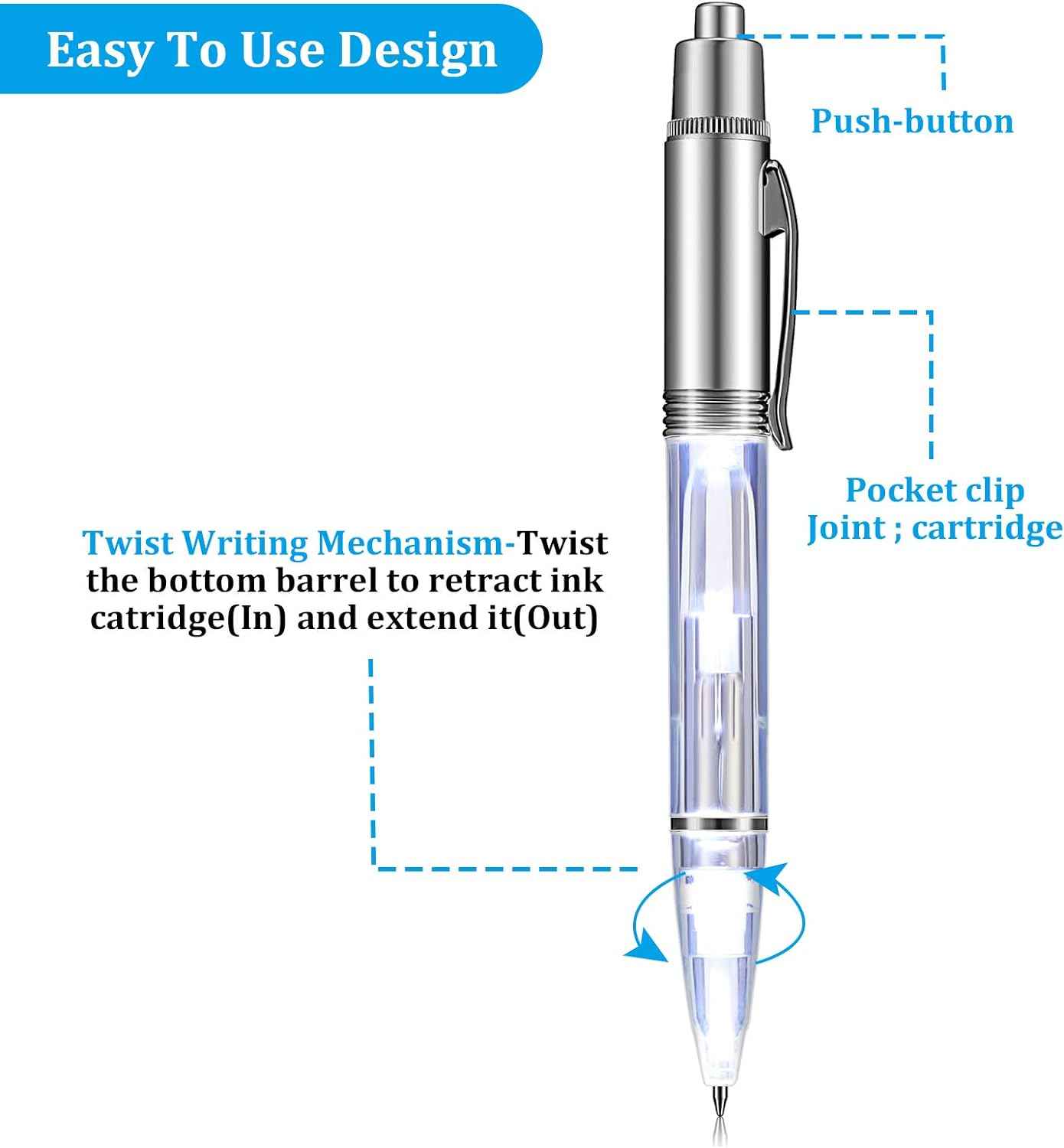 16Pcs LED Penlight Light-up Ballpoint Pens for Night Writing Rainbow - TTpen