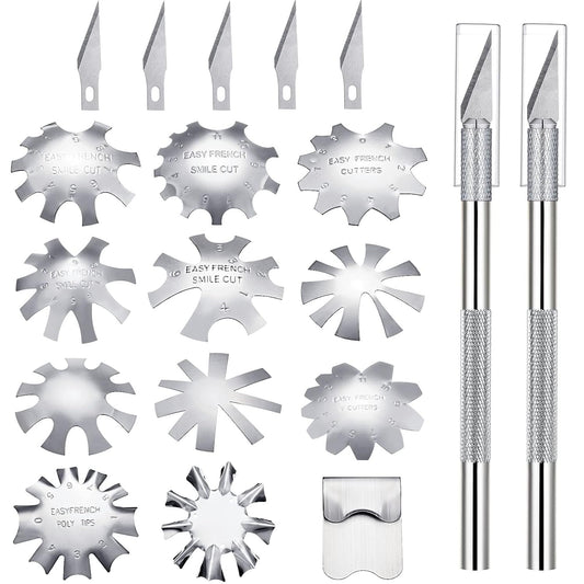 19Pcs French Nail Trimmer Set with Cutting Knife and Spare Blades