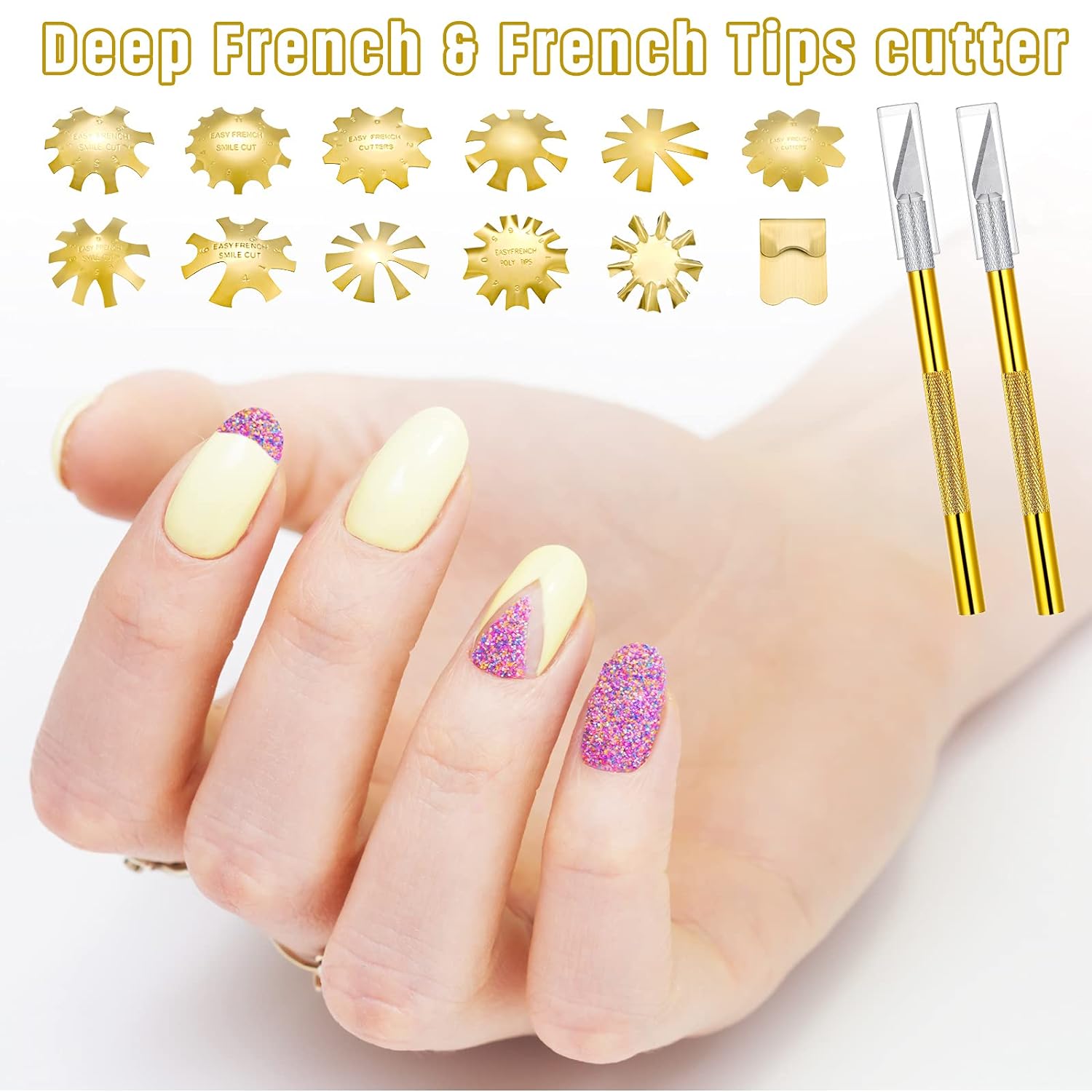 19Pcs French Nail Trimmer Set with Cutting Knife and Spare Blades