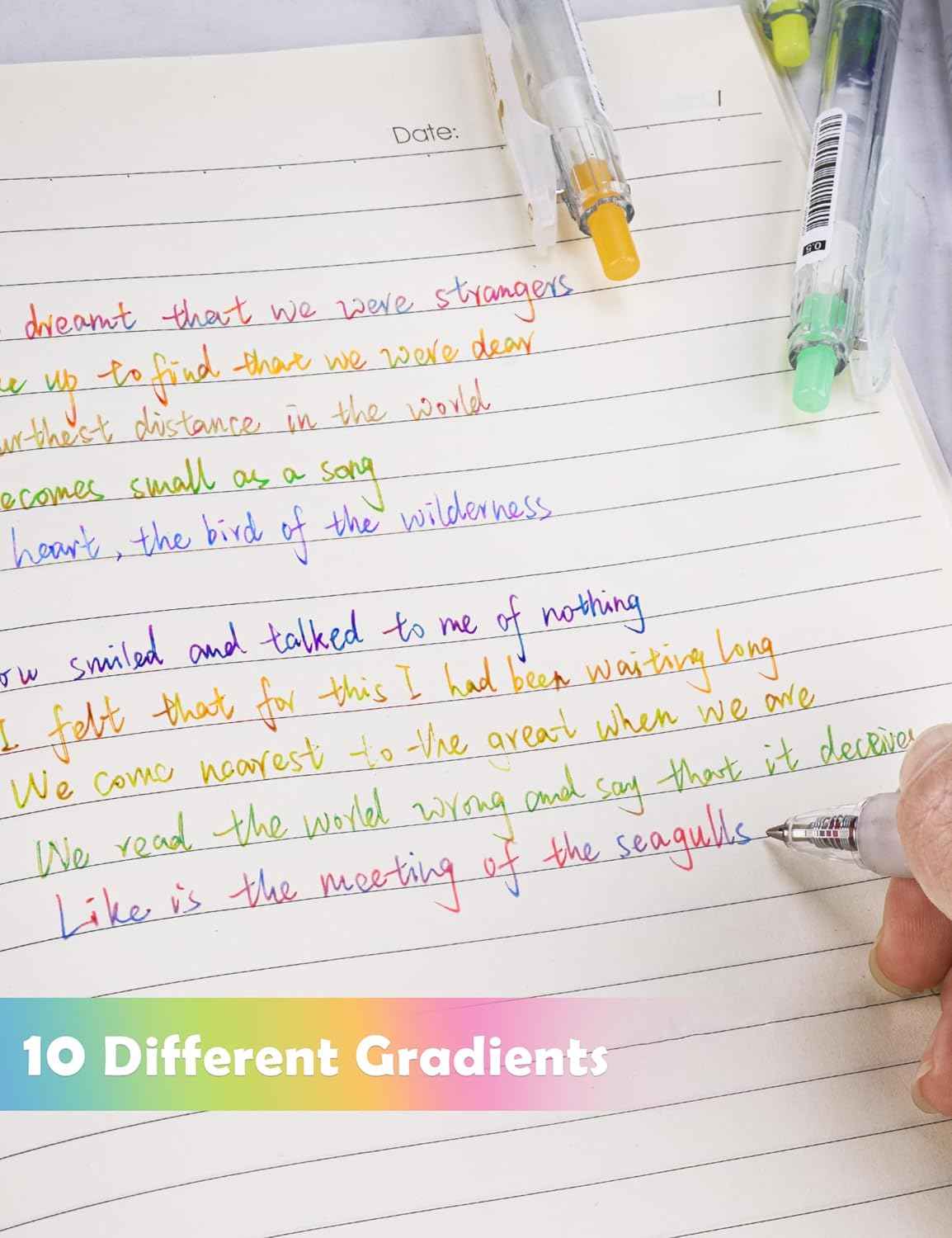 Retractable Magic Rainbow Color Gel Ink Pens 10-Pack - TTpen