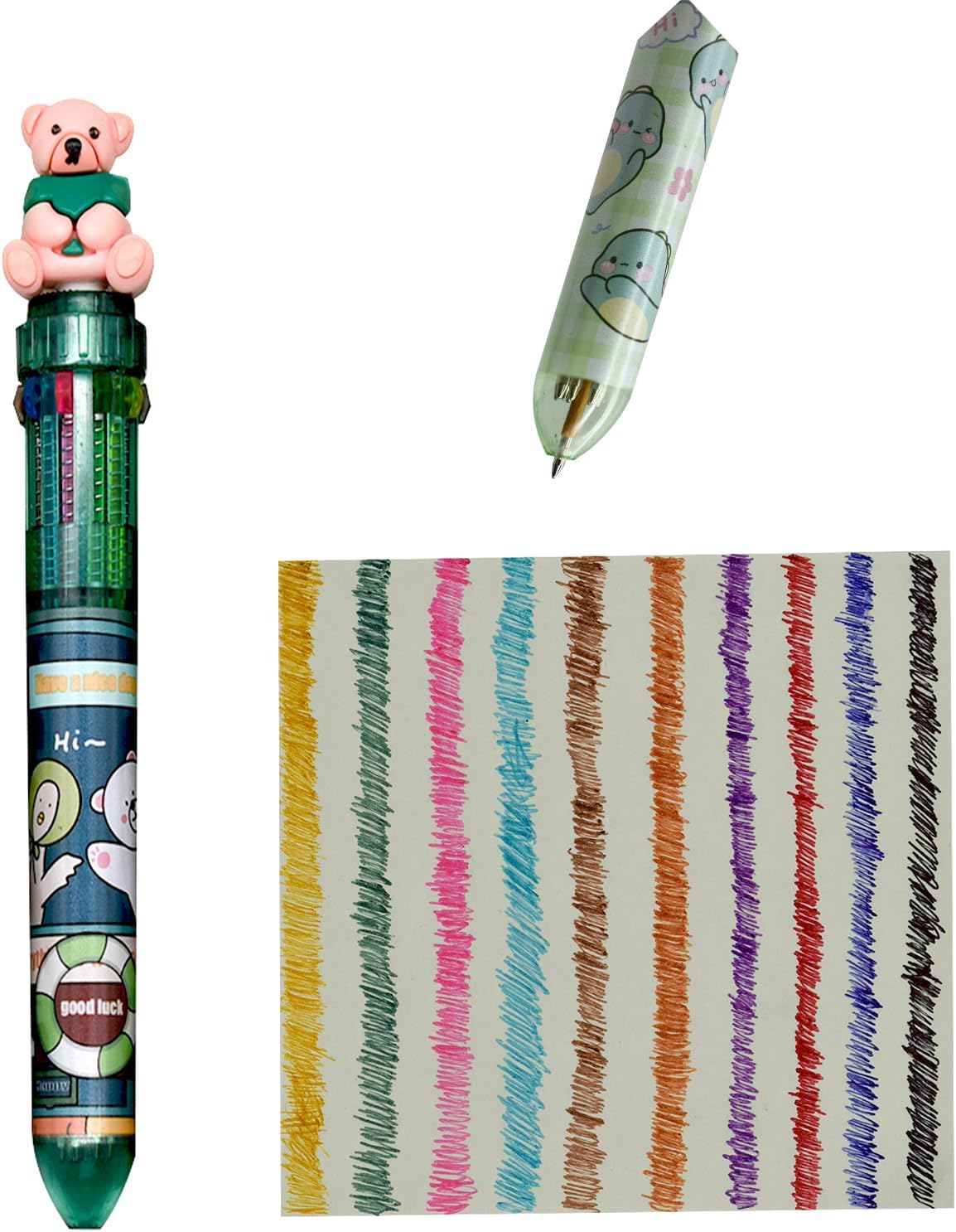 8PCS Multicolor Ballpoint Pen 10-in-1 Animal Retractable Pens