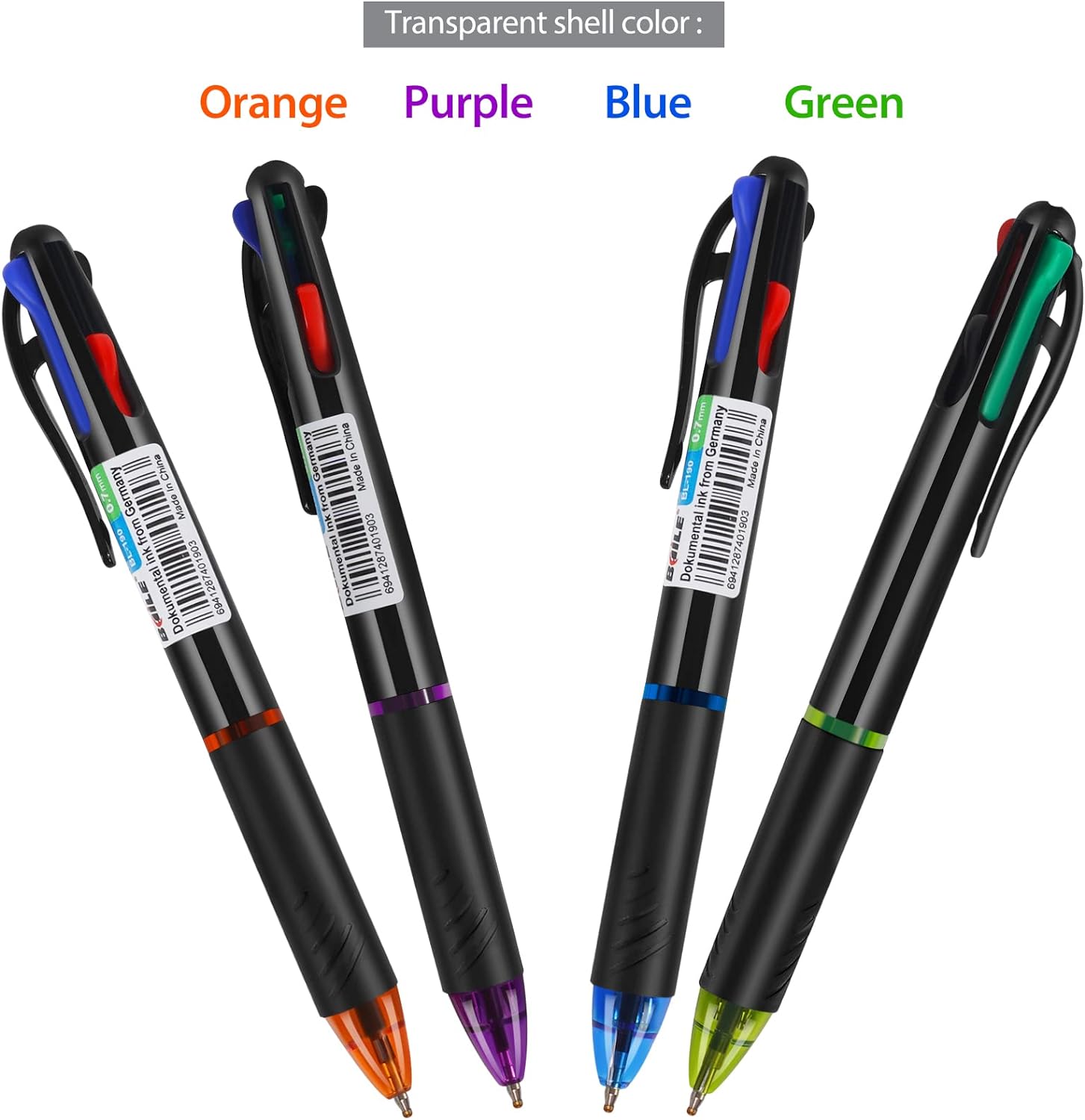 Baile 4 Colors Multifunctional Ballpoint Pen,Pack of 20