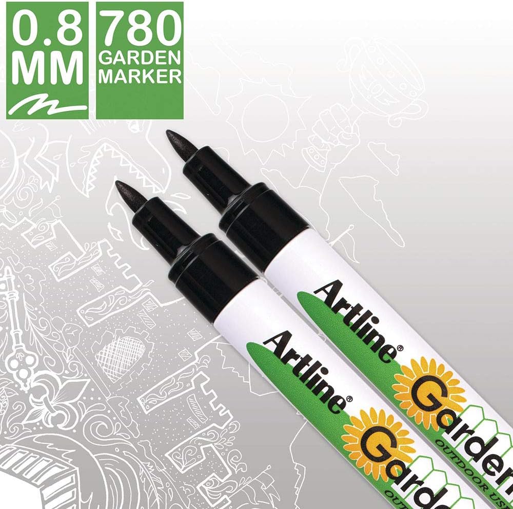 Artline Garden Markers, 0.8 mm , Black Ink , 12 Pack (EK-780)