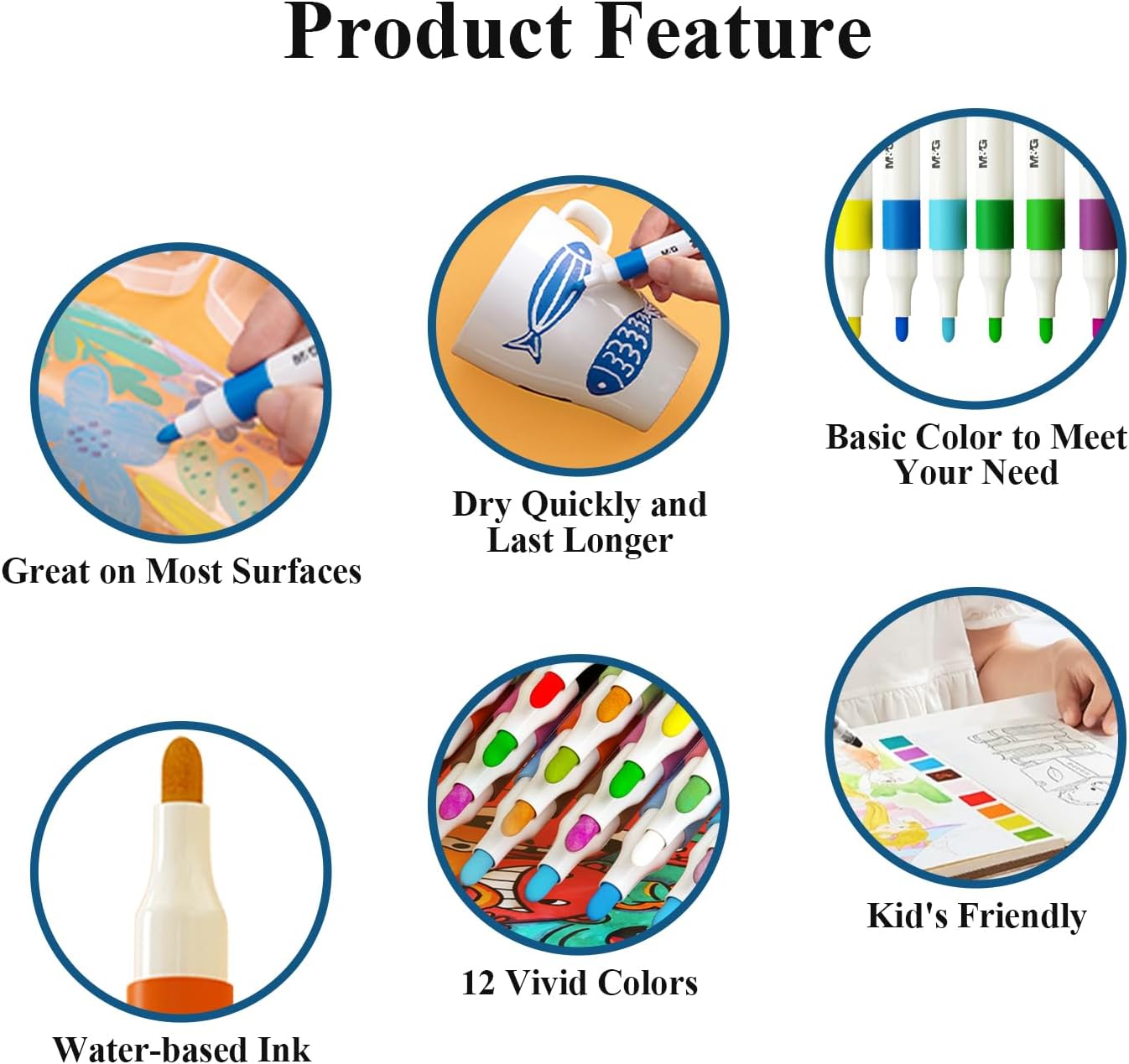 M&G 48 Colors Acrylic Paint Pens Markers for Rock Painting,Stone,Wood