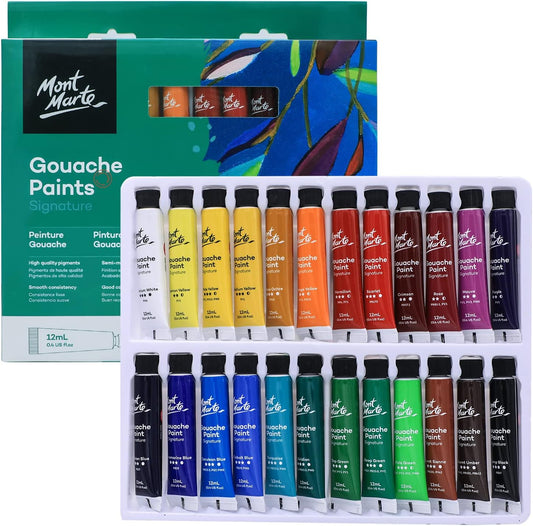 MONT MARTE Signature Gouache Paint,24 Colors 12ml Tube