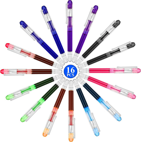 16 Pieces Colored Ink Disposable Fountain Pens Extra Fine Point Nib