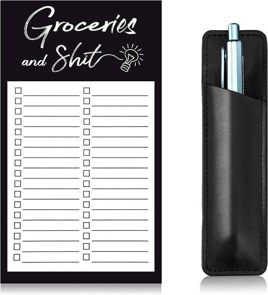 Grocery List Memo Magnet Refrigerator Notepad with 1 Piece Pen Holder - TTpen