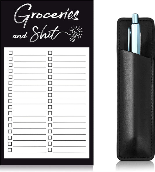 Grocery List Memo Magnet Refrigerator Notepad with 1 Piece Pen Holder