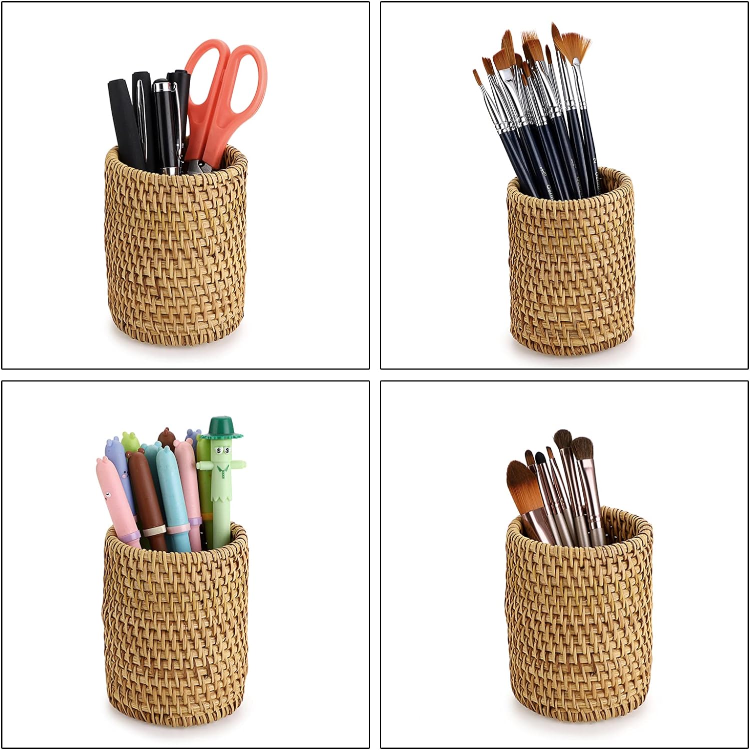Rattan Pen Cup,Handmade Desk Pencil Holders