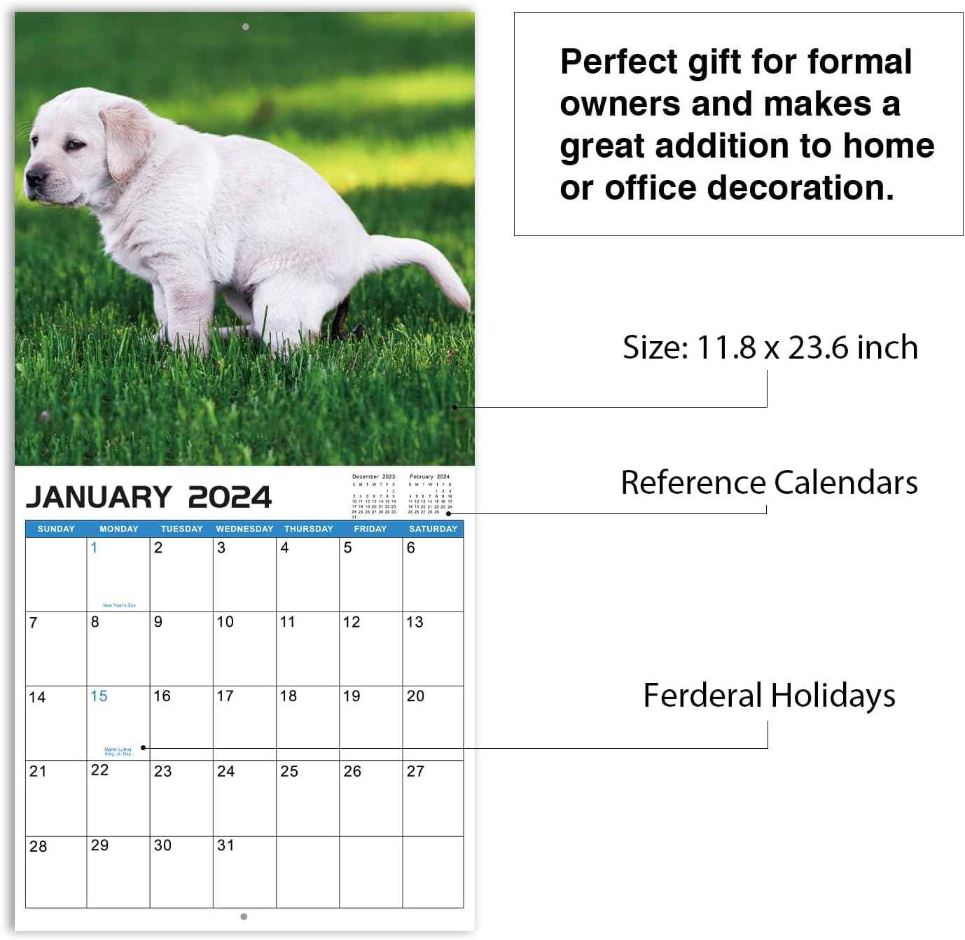 2024 Wall Calendar Crapping Dogs - TTpen