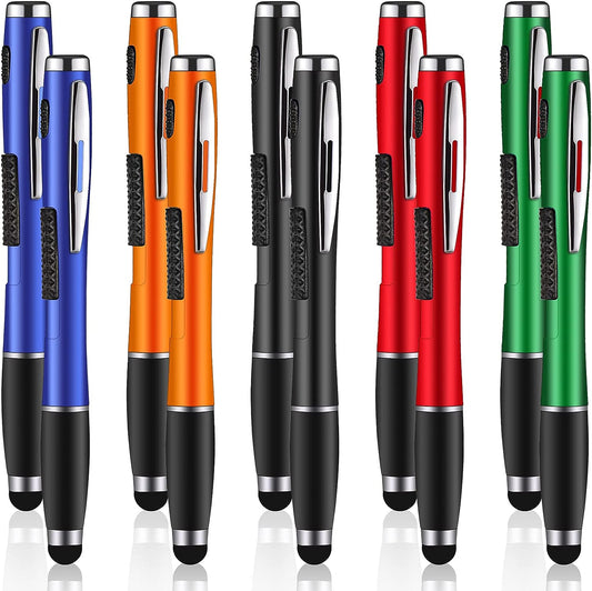 10PCS Stylus Pens with Light 2in1 Touch Screen Ballpoint Pens