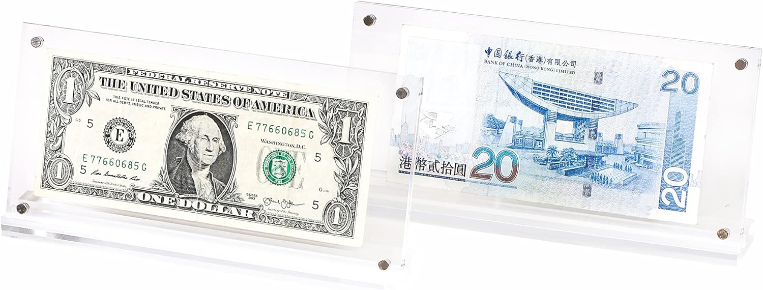 Acrylic Dollar Bill Frame Money Holder 2 Pack