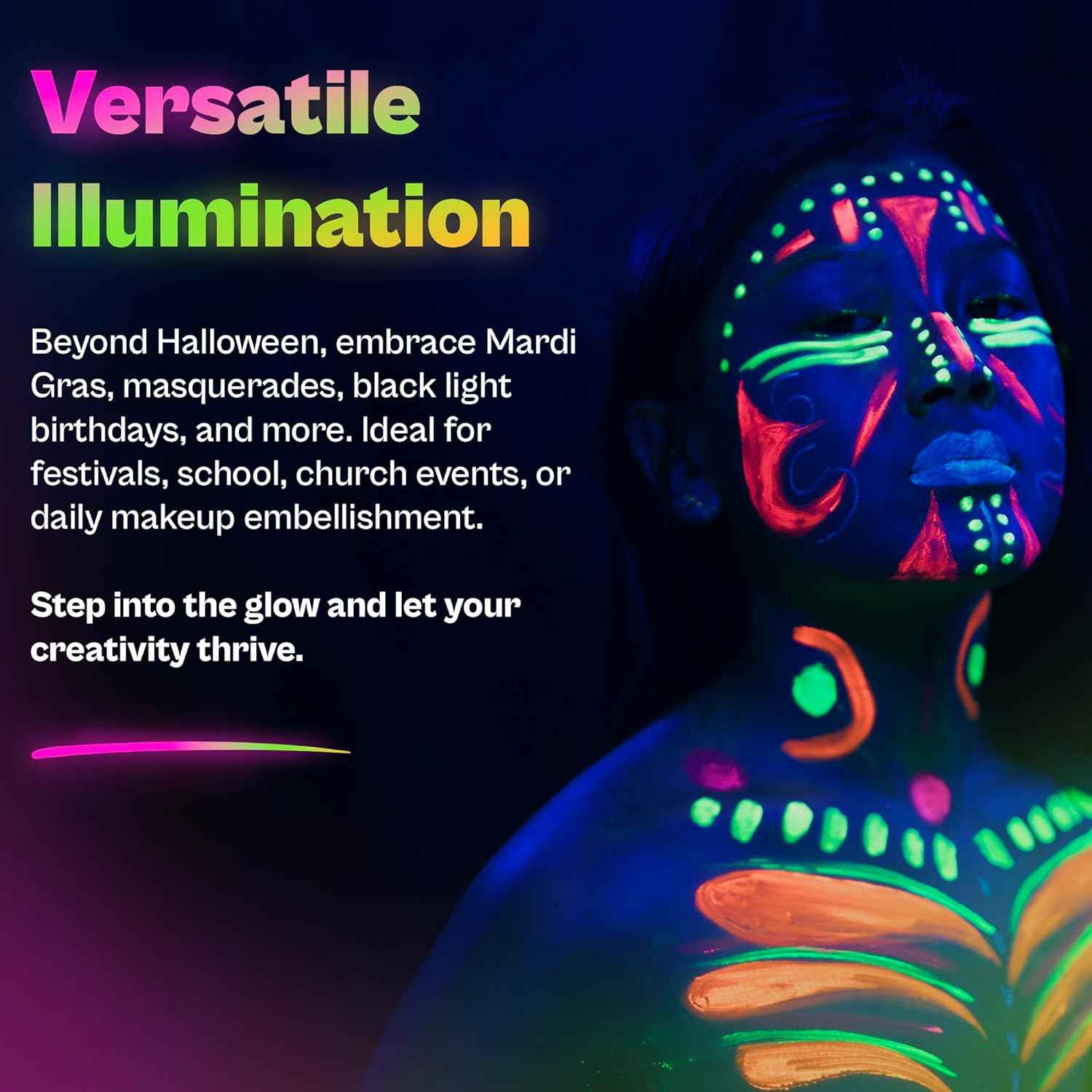 12 Color Neon Glow In The Dark UV Paint Crayons & Face Paint Kit - TTpen