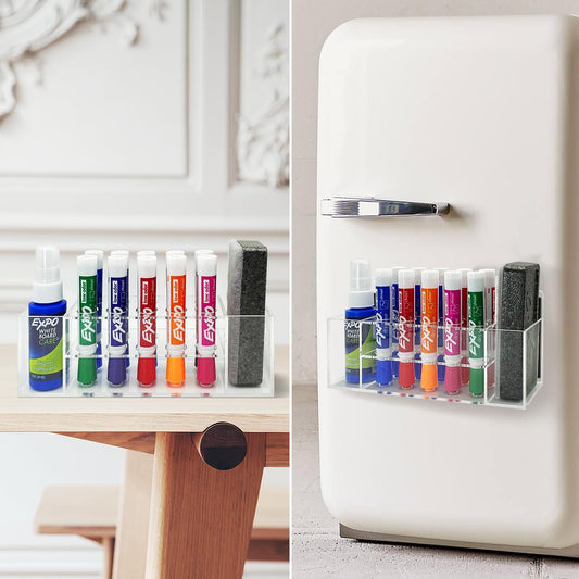 10 Slots Acrylic Magnetic Dry Erase Marker Pen Holder
