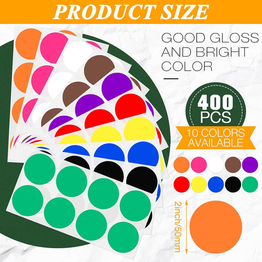 2 Inch Round Color Coding Stickers Circle Dot Labels Self-Adhesive