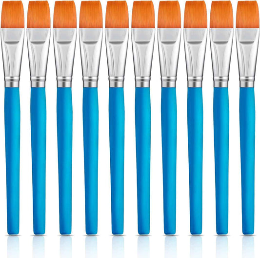 10 Pieces 3/4 Inch Flat Acrylic Paint Brushes for Kid Adult - TTpen