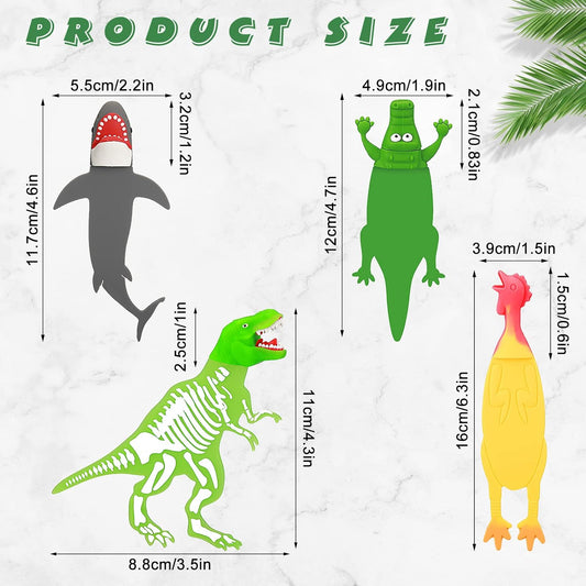 4Pcs Luminous Dinosaur Shark Crocodile Chicken Bookmarks