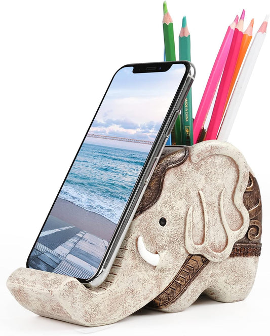 Elephant Pencil Holder with Phone Stand,Office Desk Organizer