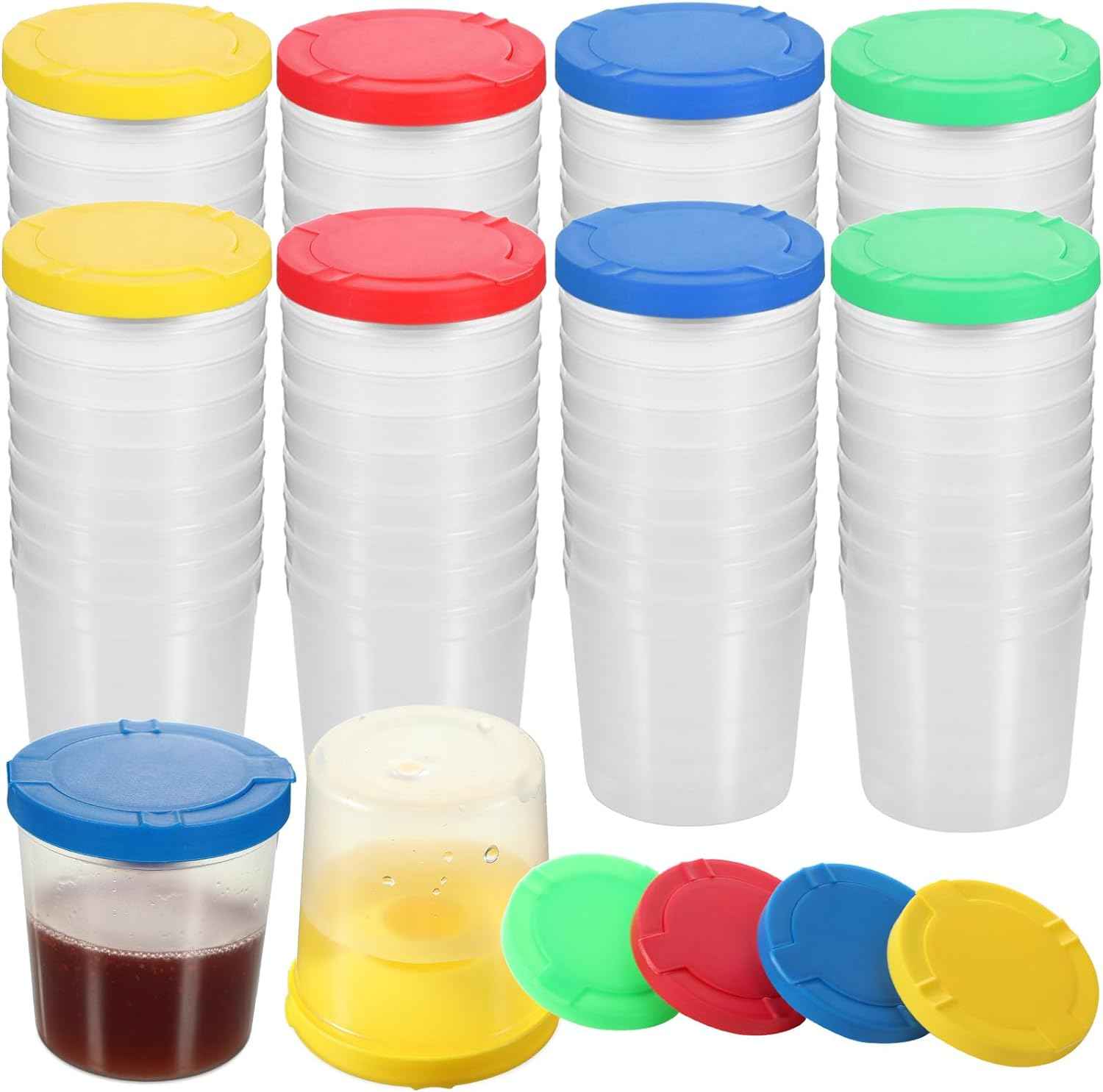 24 Color Non-Spill Paint Cups for Kids with Flip Open Lids Set - TTpen