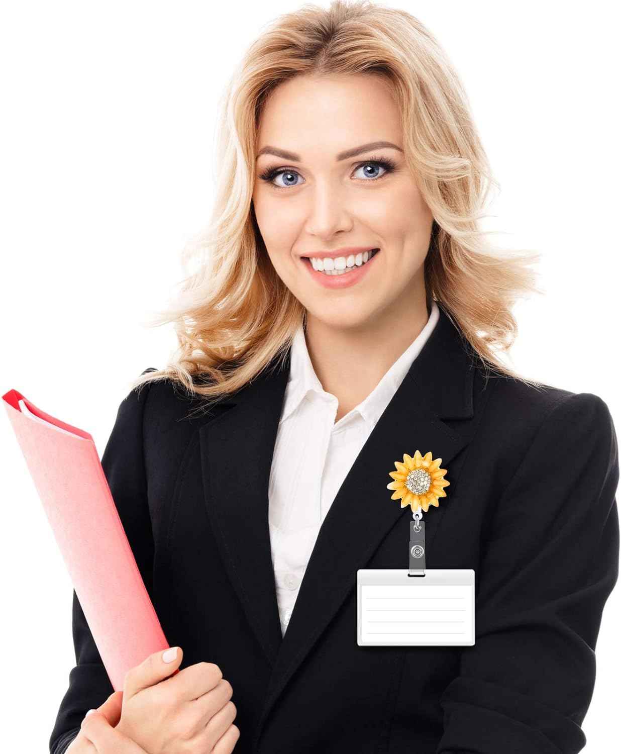 Retractable Sunflower Badge Reel Holder with Alligator Clip 2 Pack - TTpen