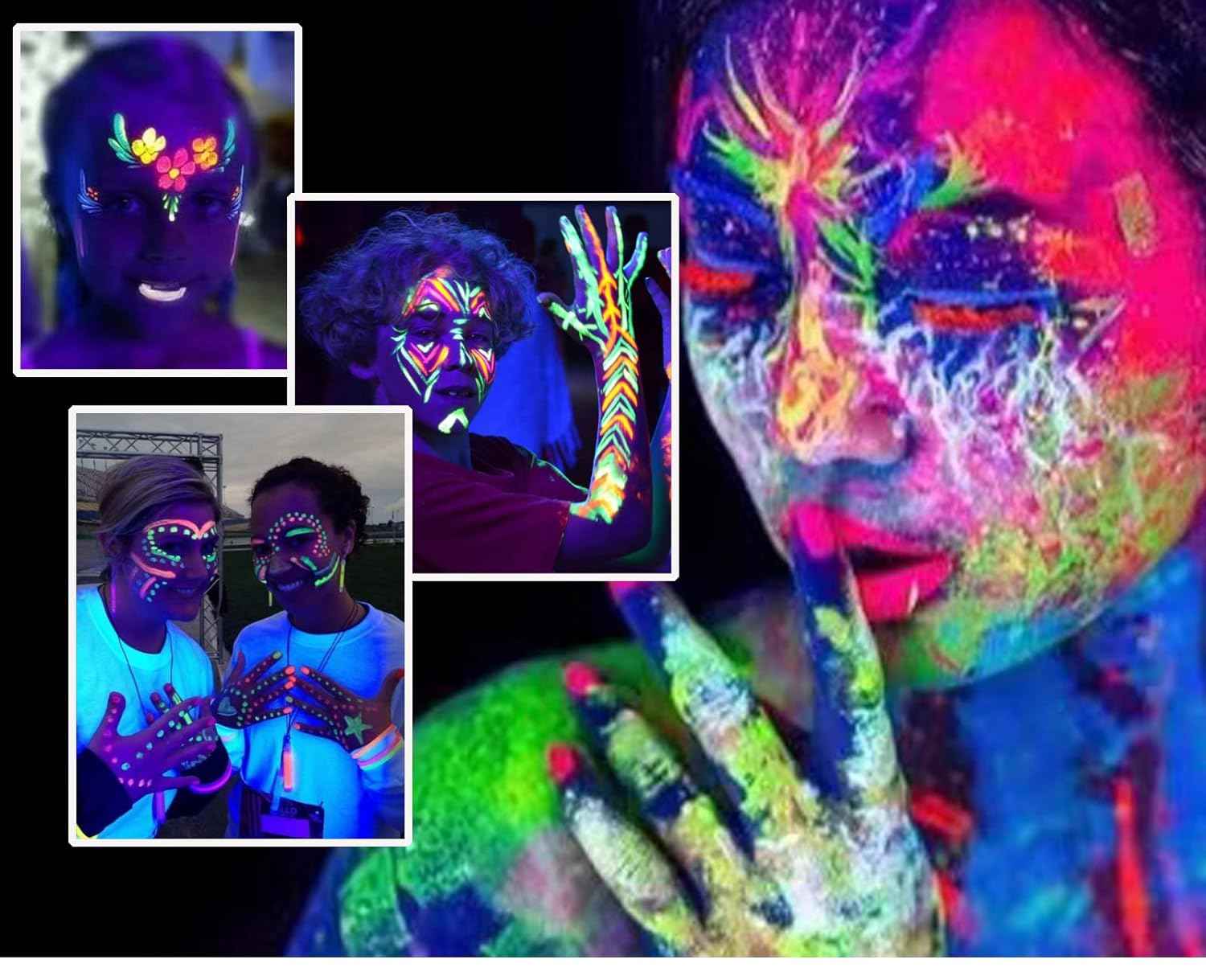 6 Color Glow in The Black Light UV Face Paint Crayon Markers for Kids - TTpen