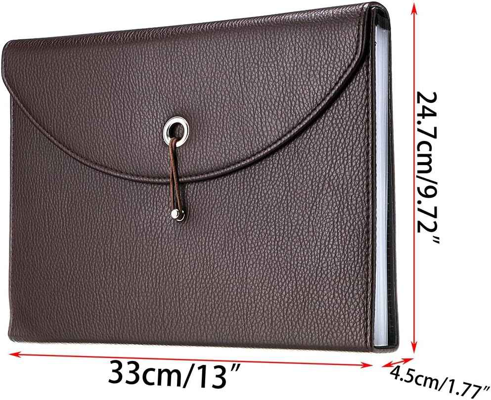 PU Leather 13 Pockets A4 Paper Expanding File Folder Document Organizer - TTpen