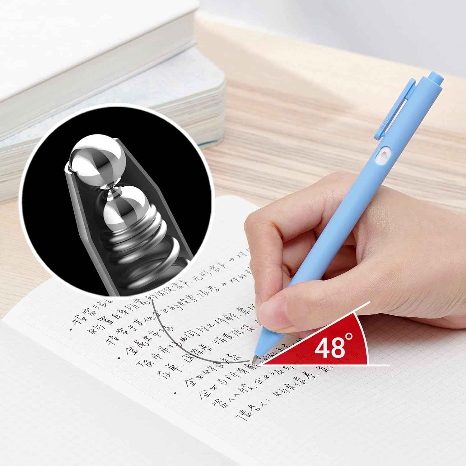 Kaco 4PCS Retractable Gel Ink Pens 0.5mm Fine Point Black Ink - TTpen