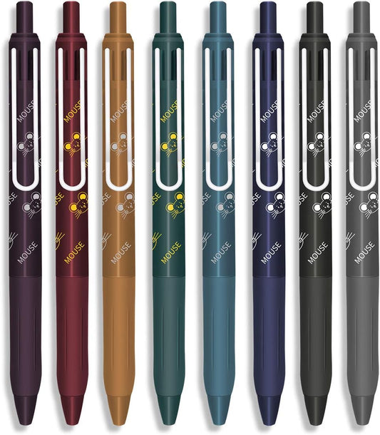 COLNK Colored Gel Pens with Retro Ink Retractable,0.5mm,8 Pack