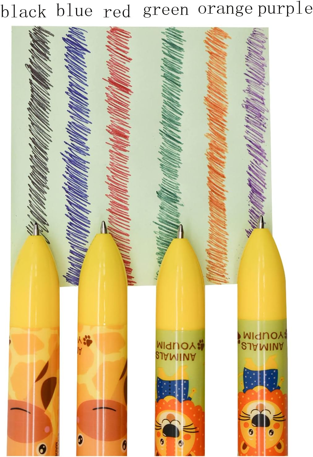 8PCS 6in1 Multicolor Ballpoint Pen Giraffe Lion For Kids Adults School