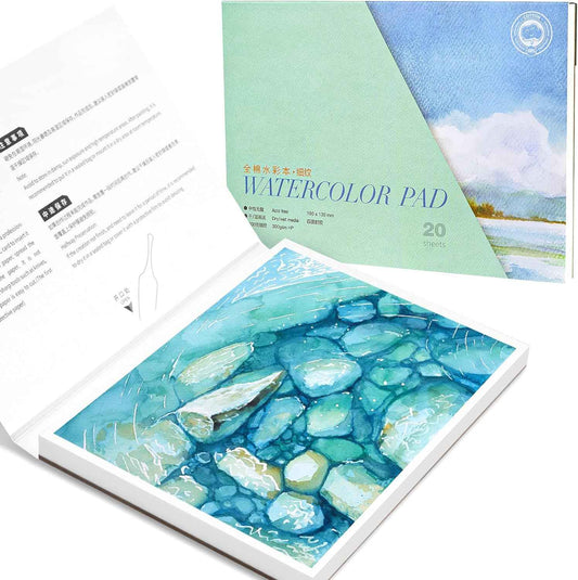 POTENTATE Watercolor Paper Block,100% Cotton,20 Sheets - TTpen