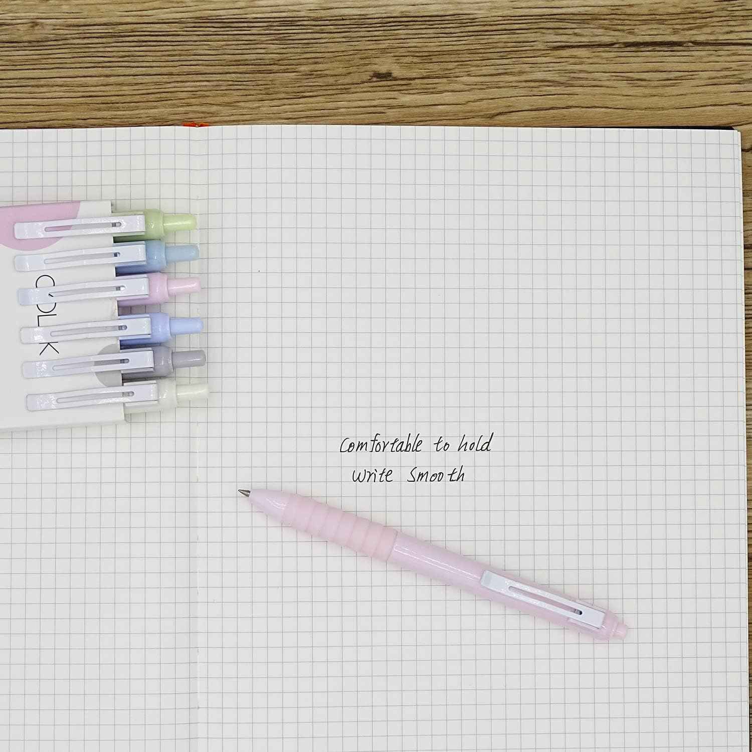 Retractable Gel Pens Black Ink,Fine Point 0.5mm with Soft Comfort Grip 6 Count - TTpen