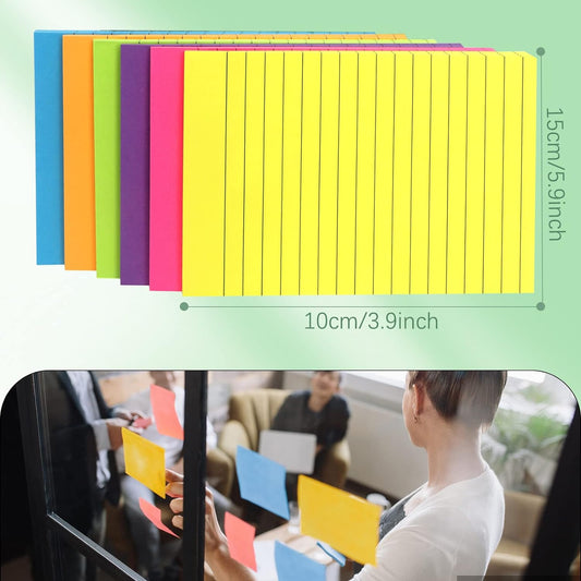 Lined Sticky Notes 4 X 6 Inch,50 Sheets/pad,6 Color