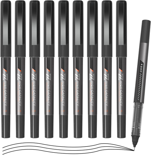 M&G 10Pcs Liquid Rollerball Pens,0.5mm Black Ink Ultra Fine Point Pens