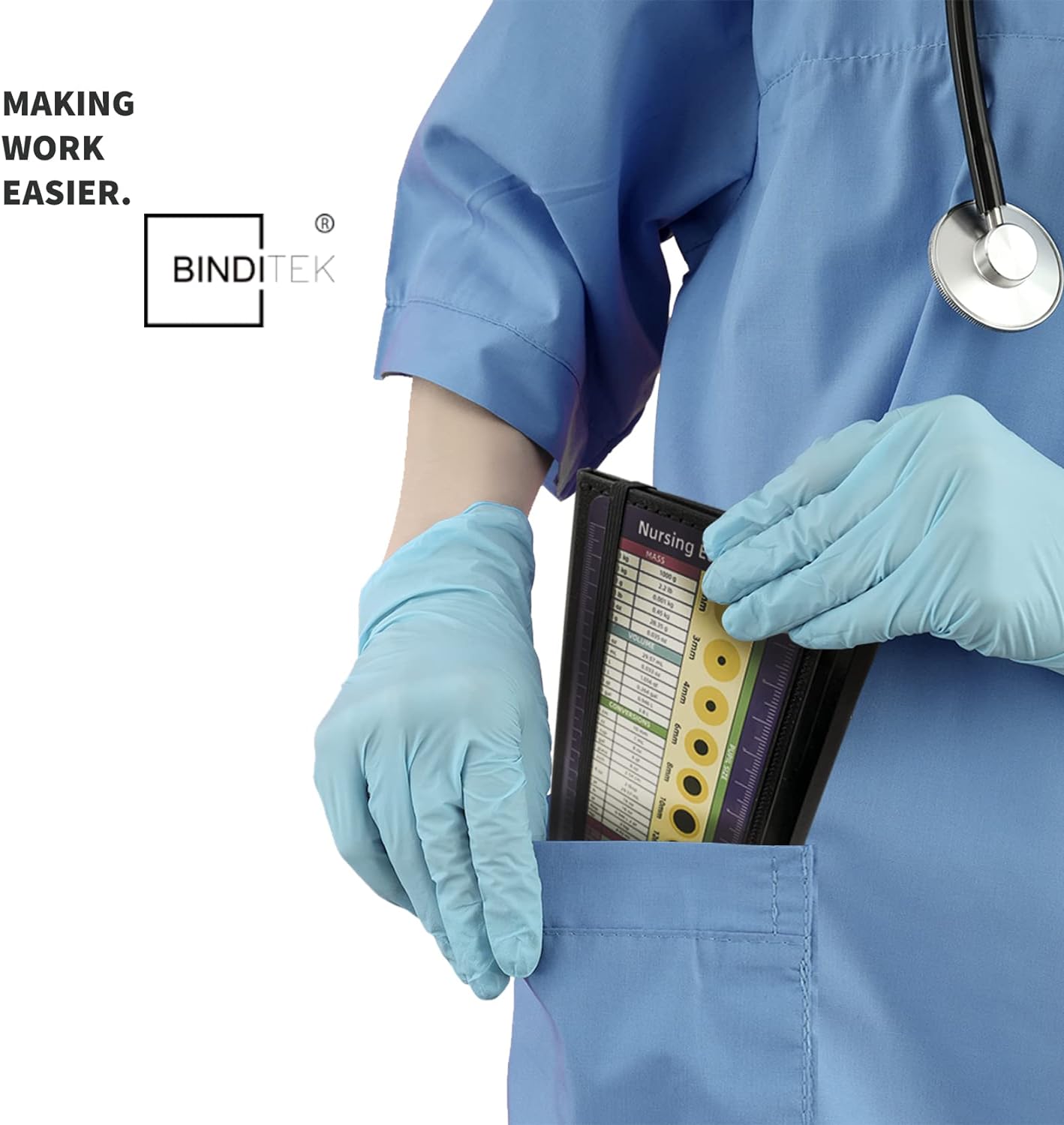 3-Layers Folding Nurse Clipboard with Nursing Edition Cheat Sheets Black