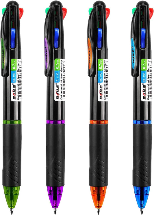 Multicolor Ballpoint Pens 4in1 0.7mm Retractable Gift Pens