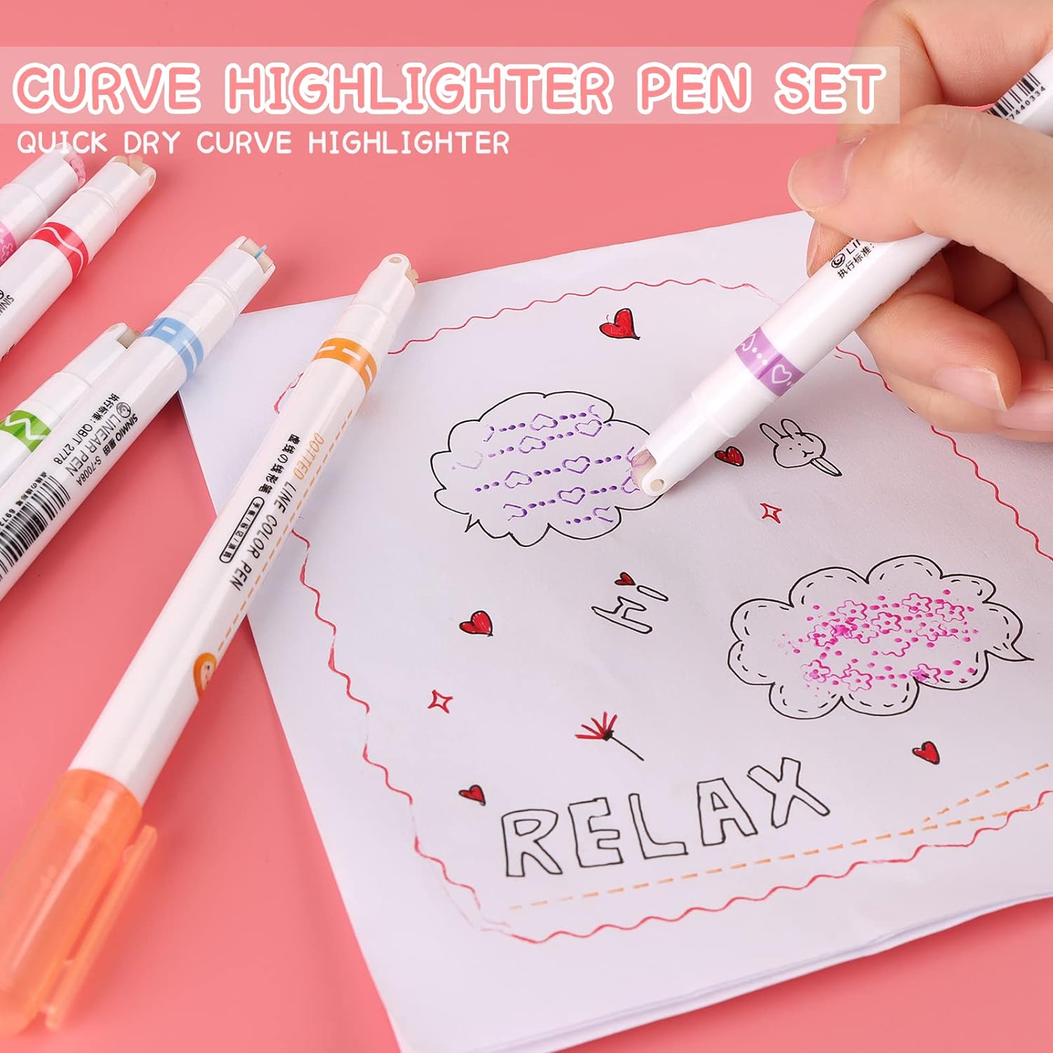 8PCS Curve Highlighter Flair Pens for Writing Journaling