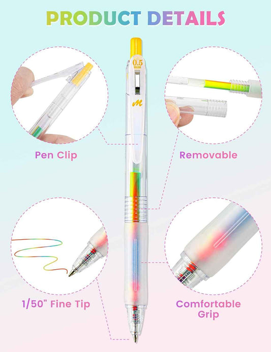 Retractable Magic Rainbow Color Gel Ink Pens 10-Pack - TTpen