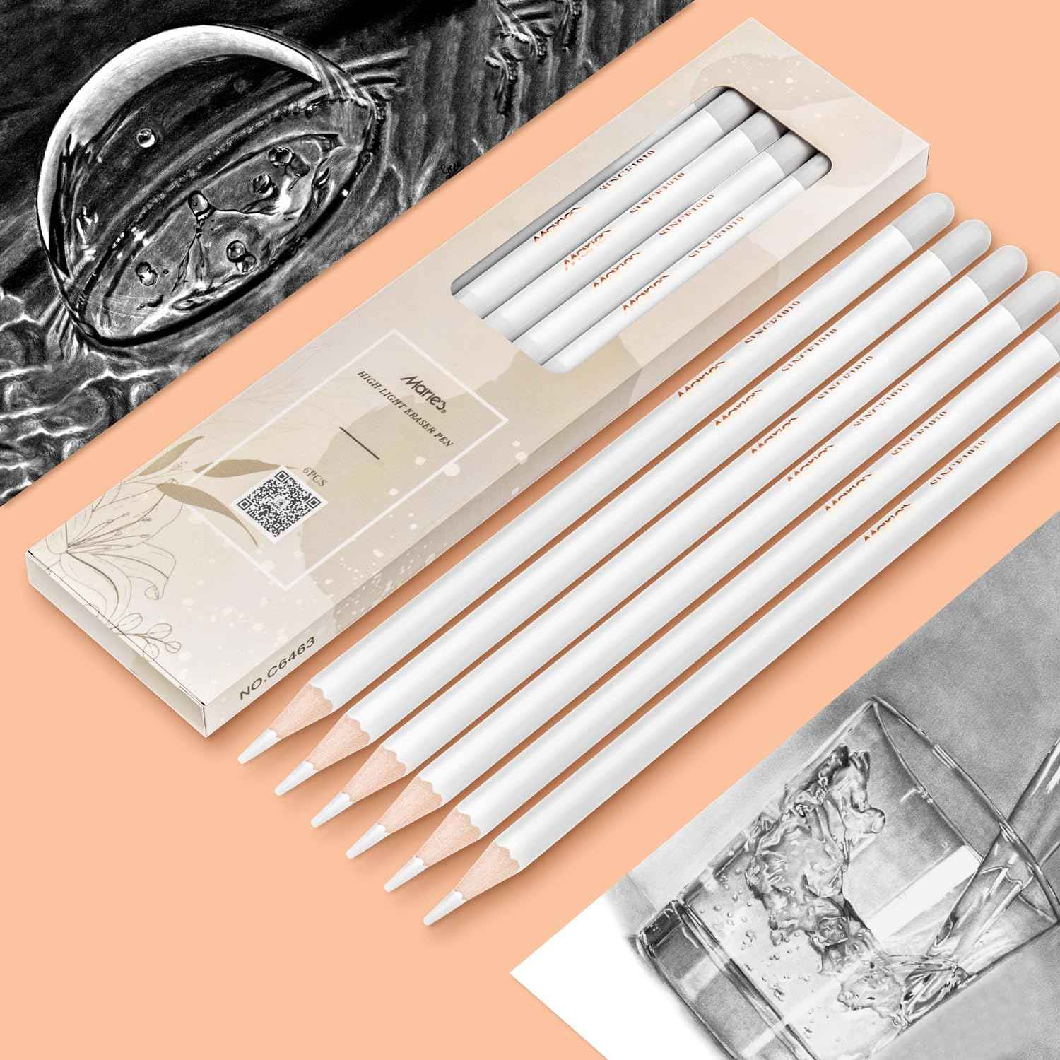 Marie’s Professional Eraser Drawing Pencil 6 Pack - TTpen