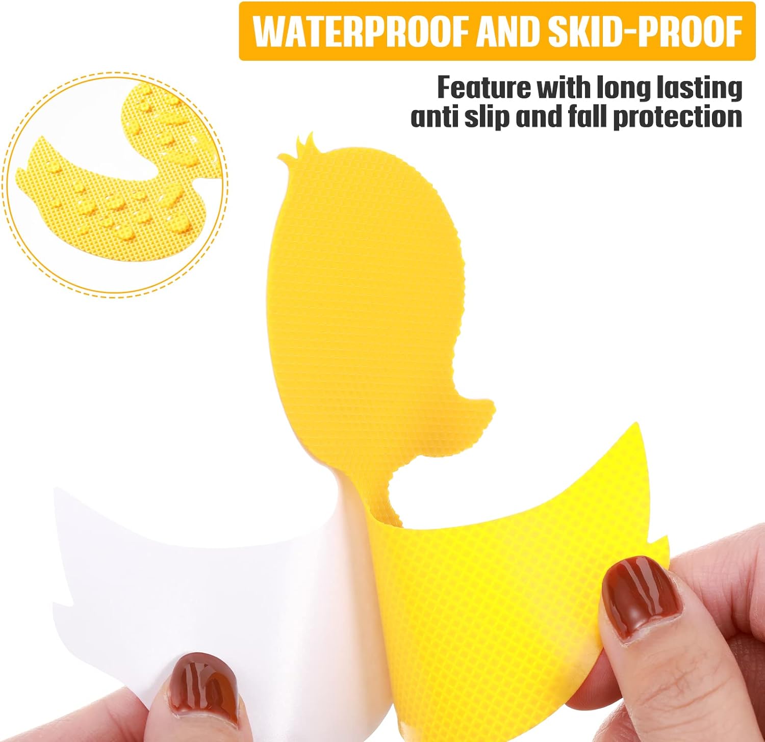 24Pcs Bathtub Non Slip Stickers Yellow Duck for Kids Safety with Scraper