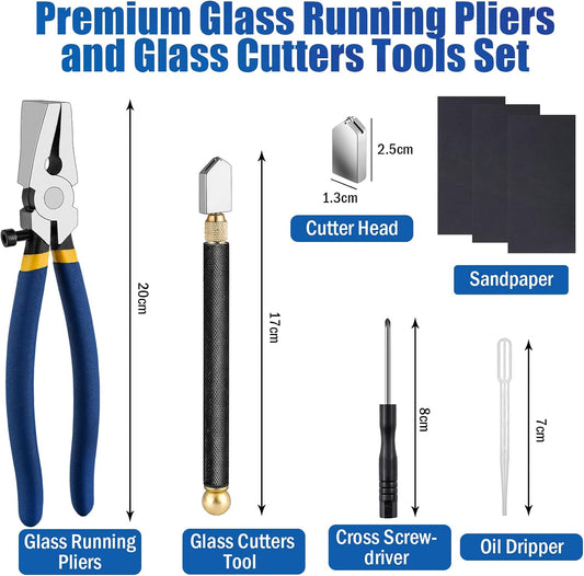 Glass Running Pliers and Pencil Style Glass Cutter Tool Set