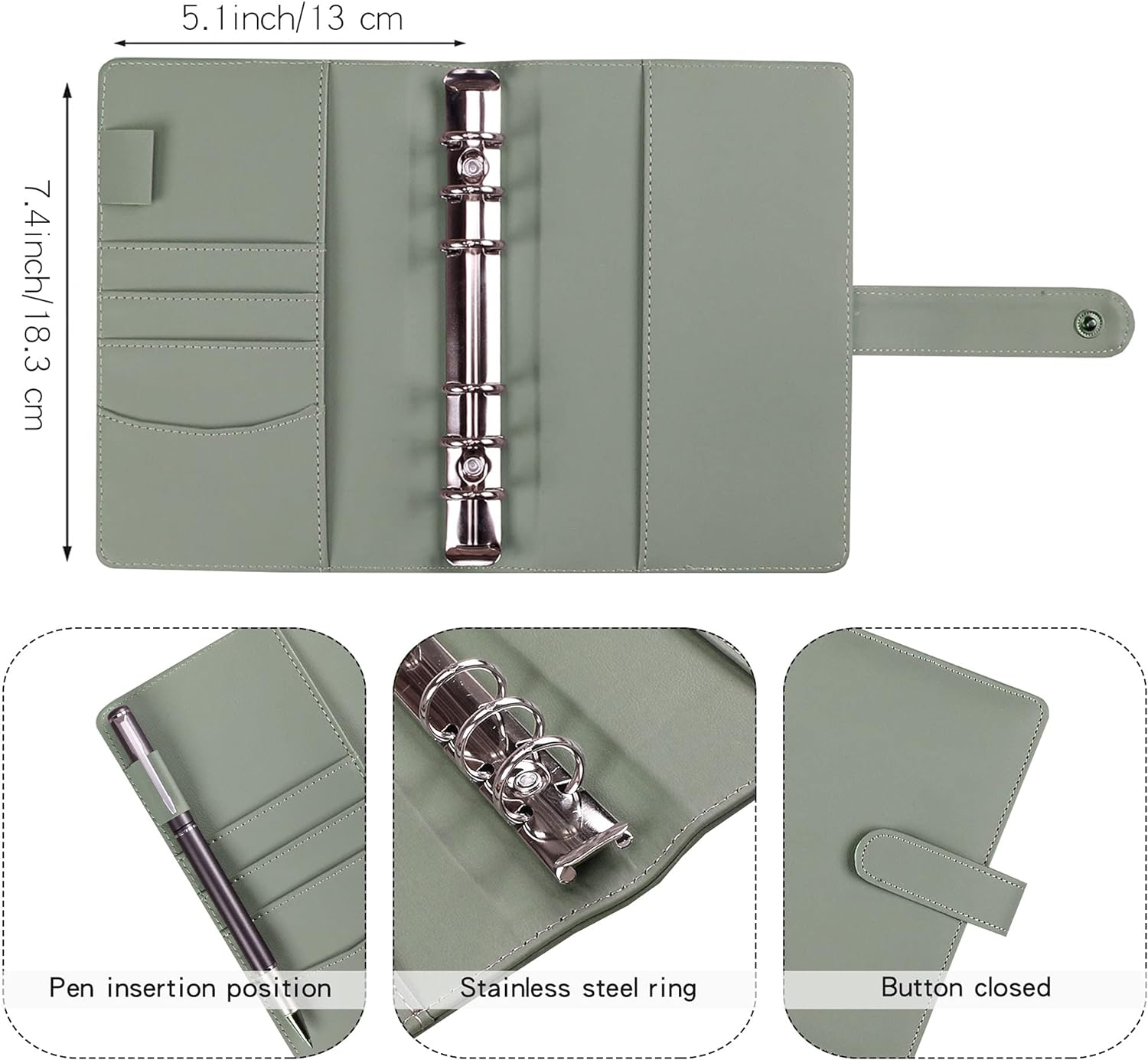 A6 Budget Binder,PU Leather with 12PCS Cash Pockets