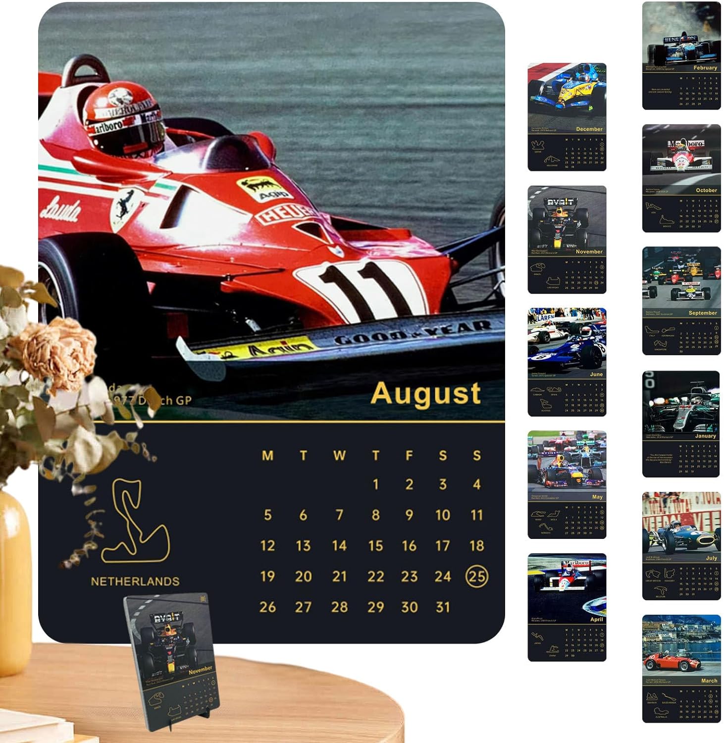 2024 Wall Formula 1 Monthly Calendar for F1 Fans