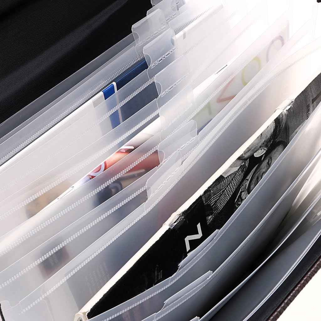 PU Leather 13 Pockets A4 Paper Expanding File Folder Document Organizer - TTpen