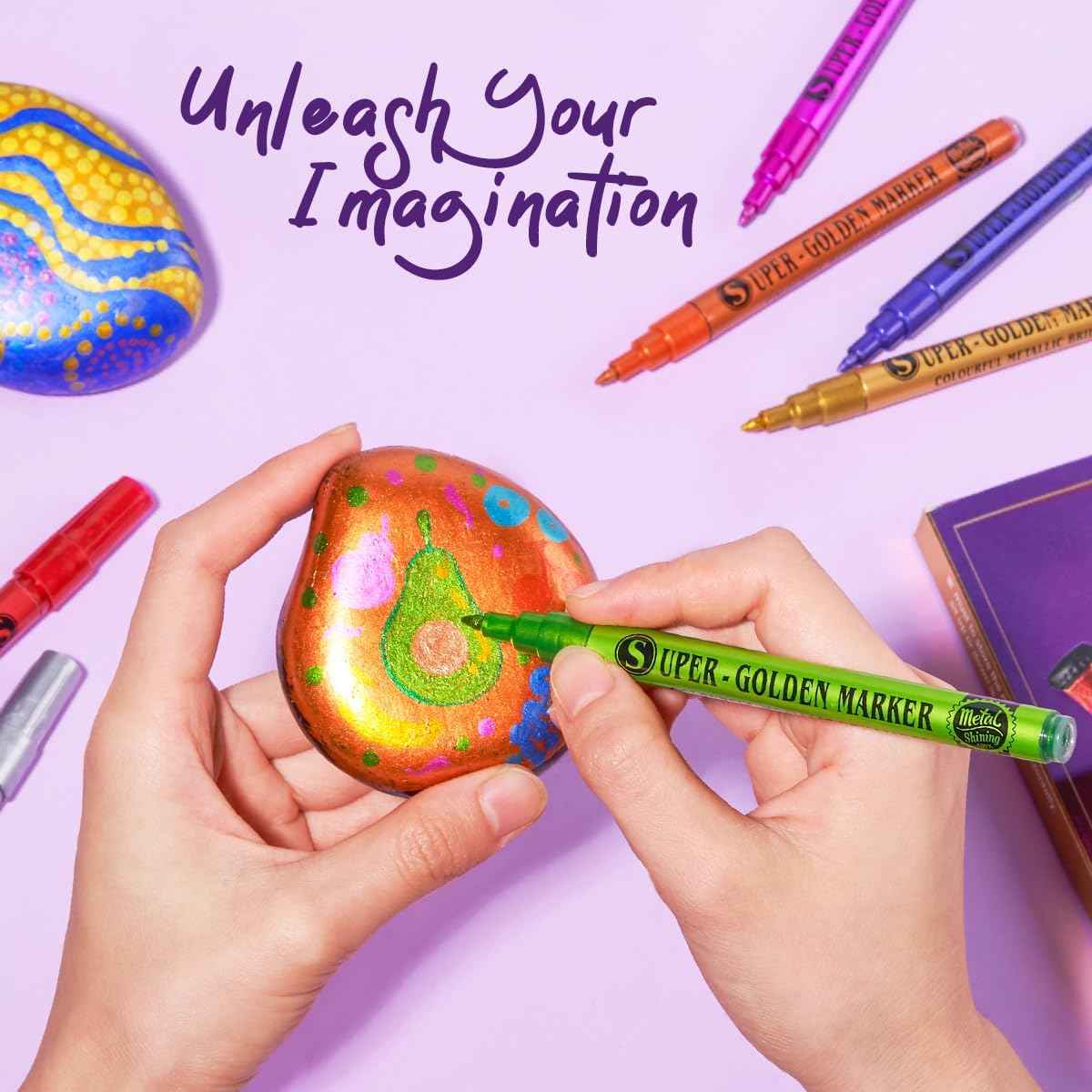 12 Color Super Golden Metallic Paint Marker Pens,Ultra Fine Point 0.7mm - TTpen