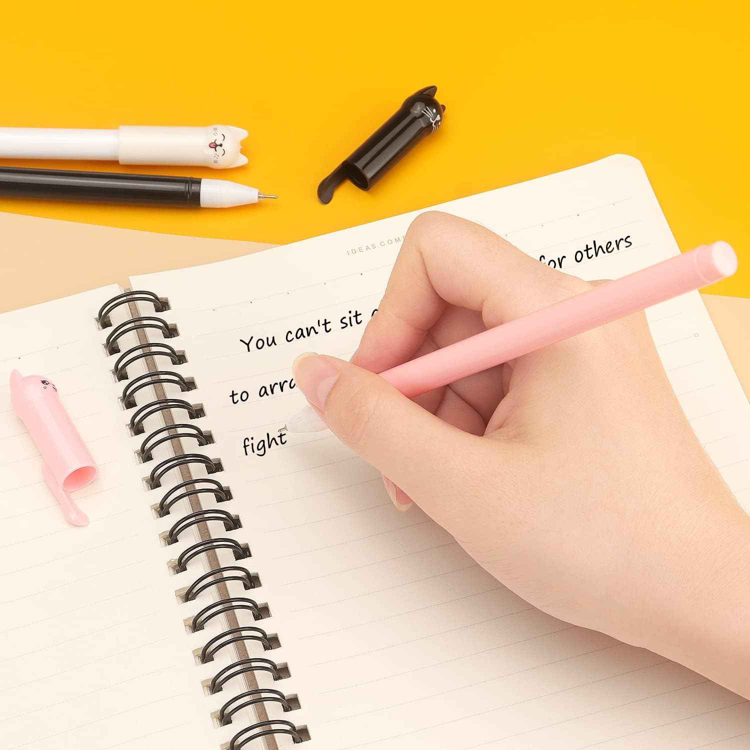 6 Pack Colorful Cat Kawaii Gel Pens 0.5mm Black Ink - TTpen