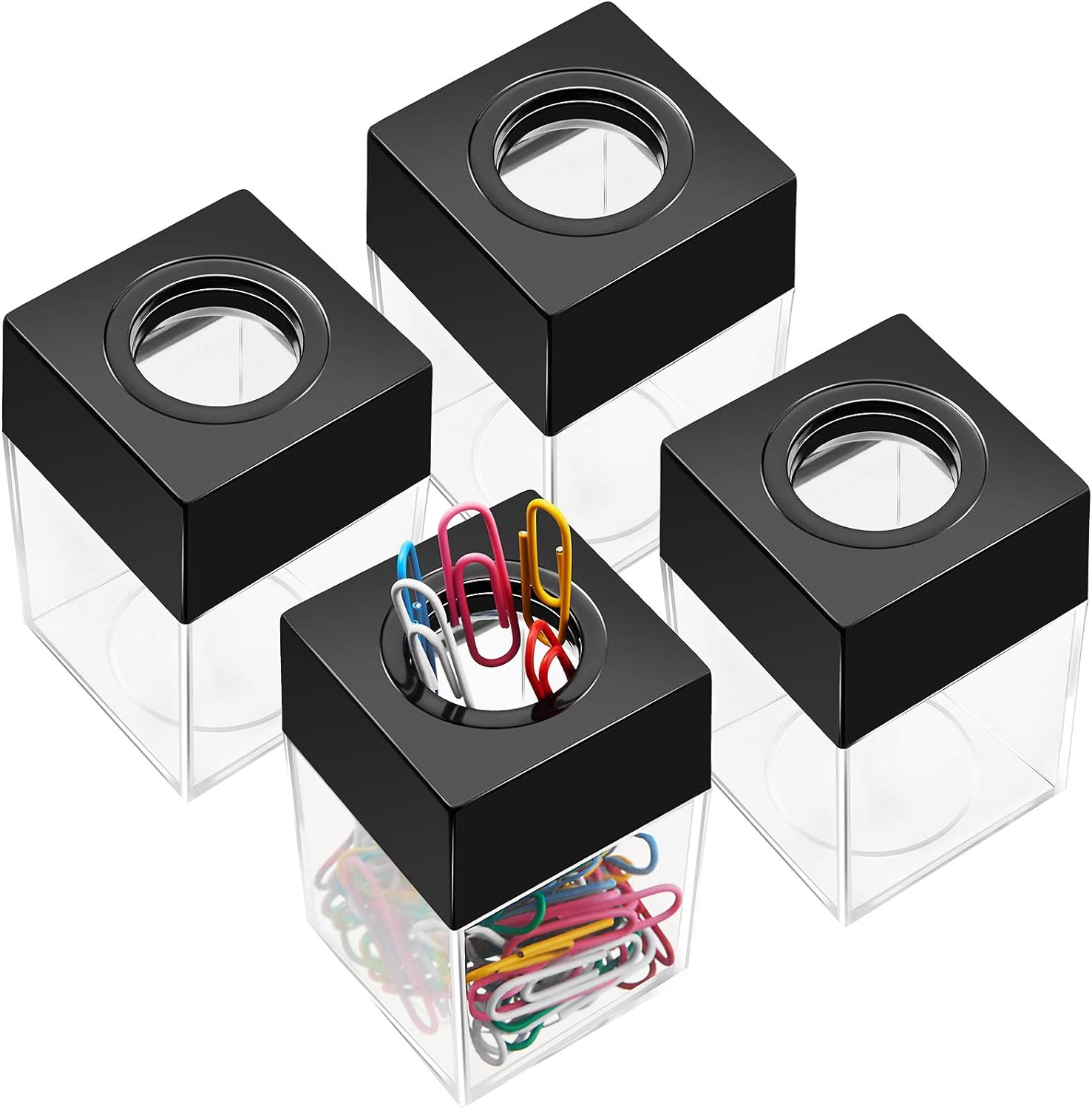 Rangement Bureau Magnétique Distributeur De Trombones Magnétique - Boîte Rangement Bureau Transparente - Capacité XL - Gestion Câbles Distributeur Bureau Transparent