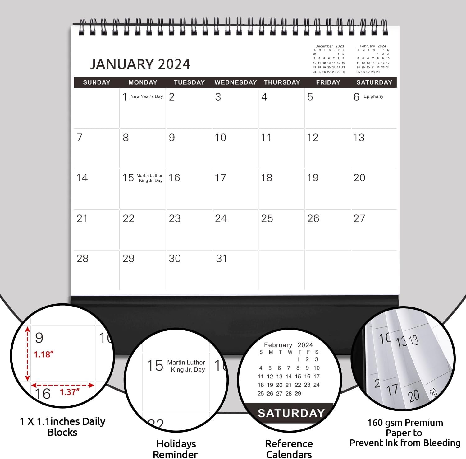 Small Desk Calendar 2024-2025,with To-do List Notes for Office School